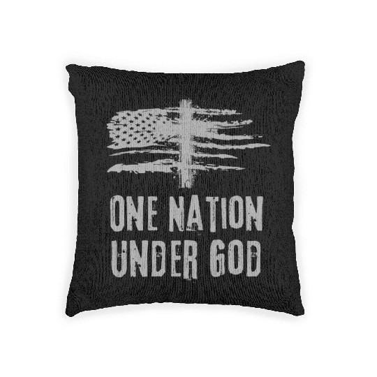 4th Of July US Flag One Nation Under God Christian Woven Pillows