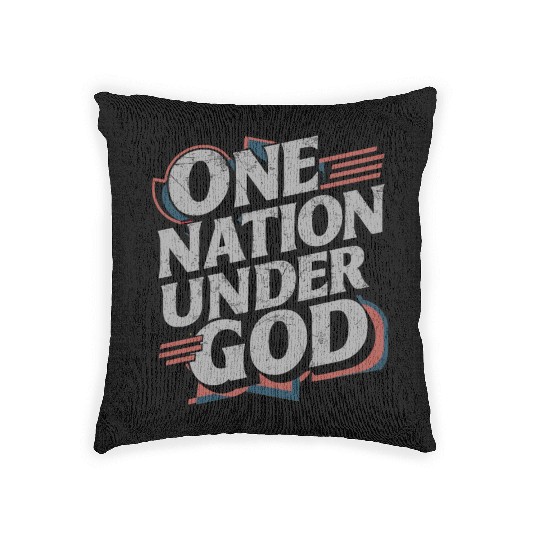 One Nation Under God Christian Pride Retro US Flag Woven Pillows