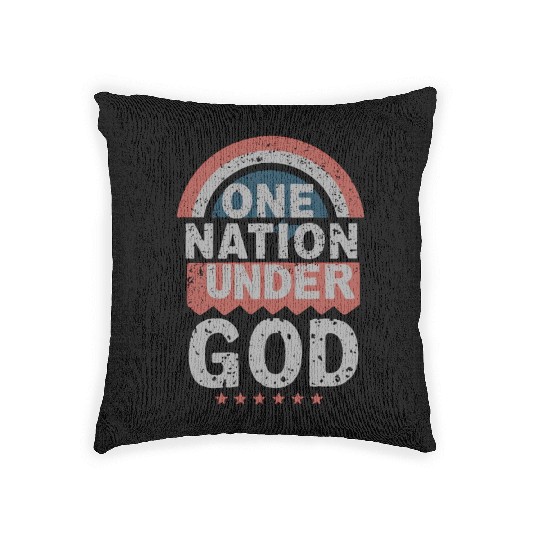 One Nation Under God Christian Pride Retro US Flag Woven Pillows