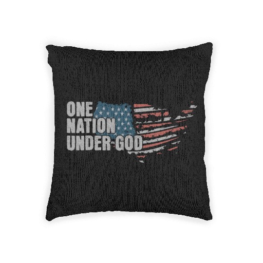 4th Of July One Nation Under God US Flag Faith Woven Pillows