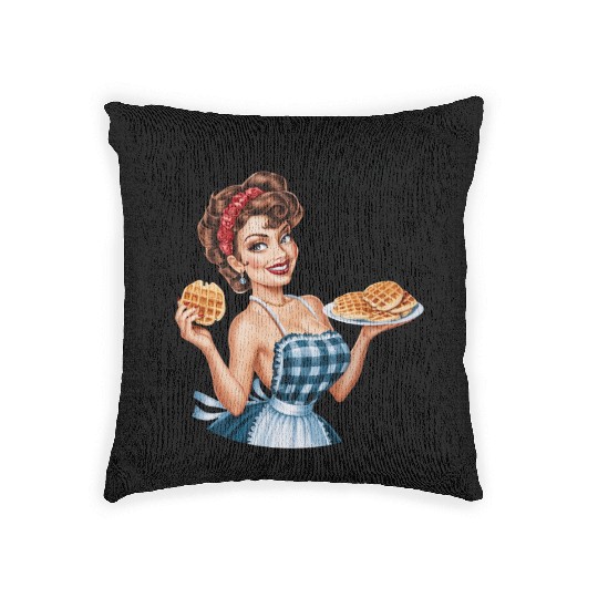 Waffle Delight: Retro Housewife Humor Woven Pillows