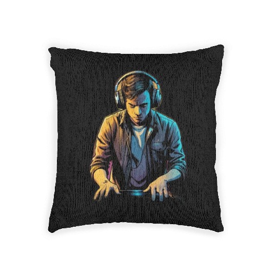 Neon DJ Youth Illustration Woven Pillows