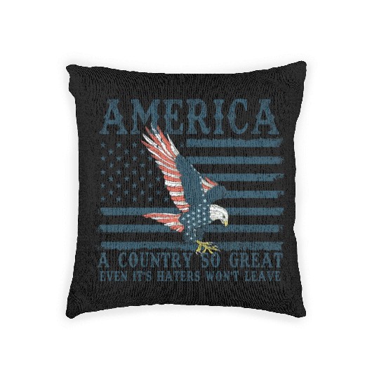 It's Haters Won't Leave Retro US Flag Eagle Merica Woven Pillows