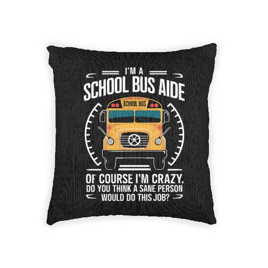 School Bus Aide Funny Back to School Woven Pillows
