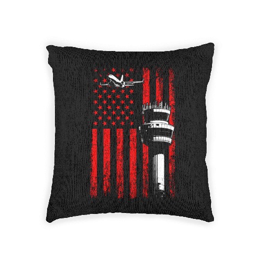 American Flag US, air traffic controller Woven Pillows