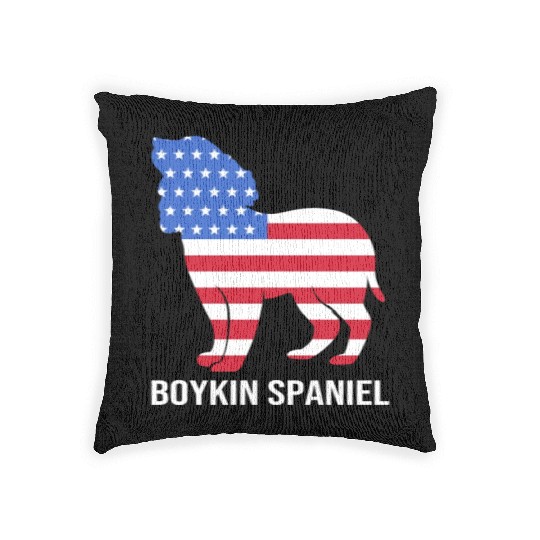 American Flag Boykin Spaniel Dog Patriotic Dog Woven Pillows