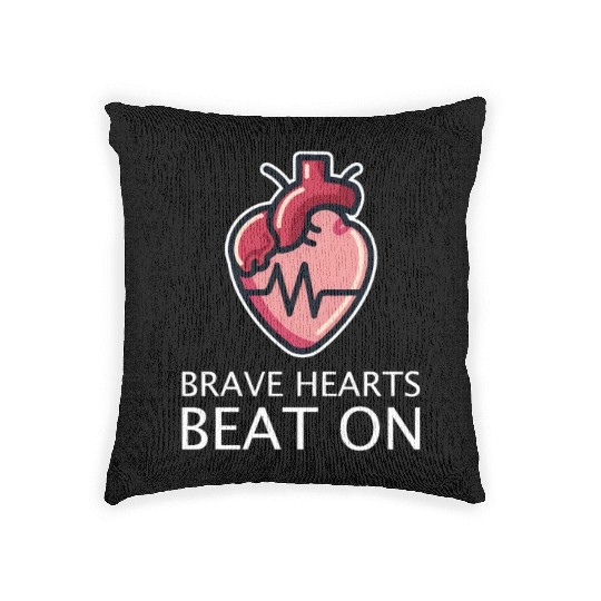 CHD Awareness Brave Hearts Beat On Woven Pillows