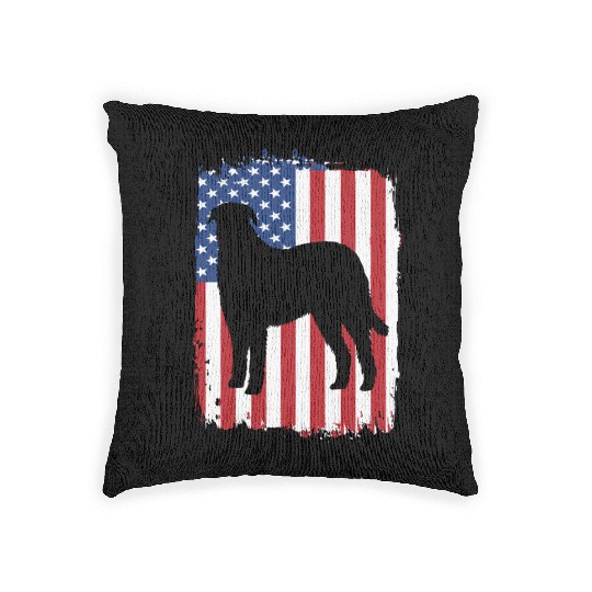American Flag Patriotic Irish Wolfhound Dog Woven Pillows
