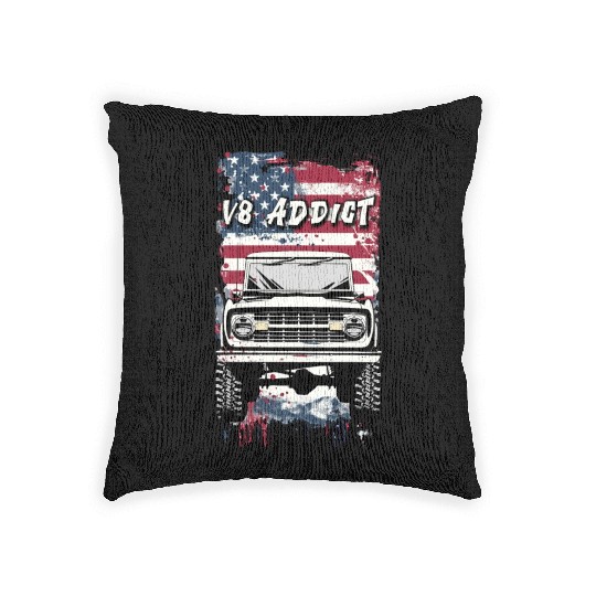 V8 Addict Bronco Classic Car Woven Pillows