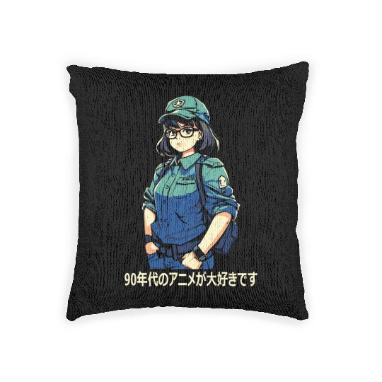 I Love 90s Anime: Japanese Kanji Art Woven Pillows