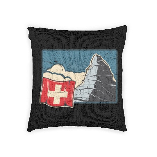Vacation Skiing, Hiking, Mountain Switzerland Woven Pillows