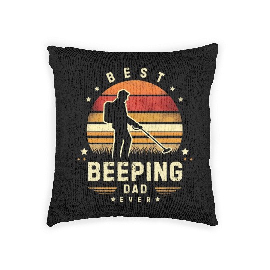 Best Beeping Dad Ever Vintage Metal Detector Woven Pillows