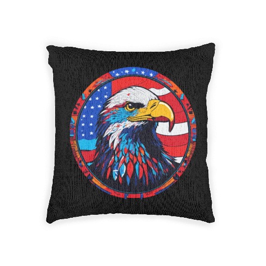 Patriotic Eagle Emblem for Apparel Woven Pillows
