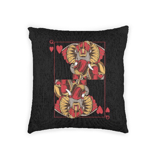 Elephant Steampunk Card Game Heart Queen Poker Woven Pillows