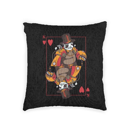 Panda Steampunk Card Game Heart King Poker Woven Pillows