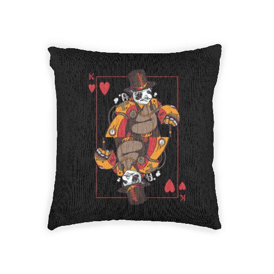 Panda Steampunk Card Game Heart King Poker Woven Pillows