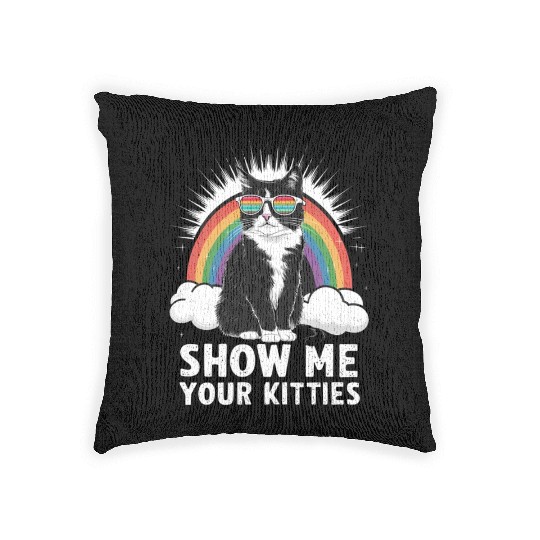 Show Me Your Kitties Funny Lesbian Gay Pride LGBT Woven Pillows