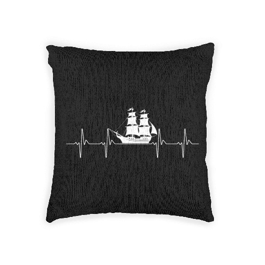 pirate boat heartbeat Woven Pillows