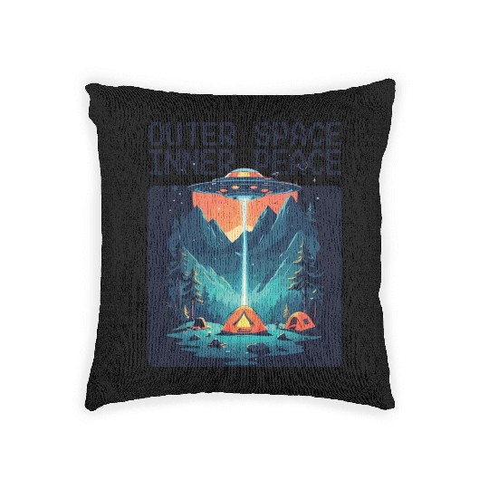 Outer space inner peace camping with UFO Woven Pillows