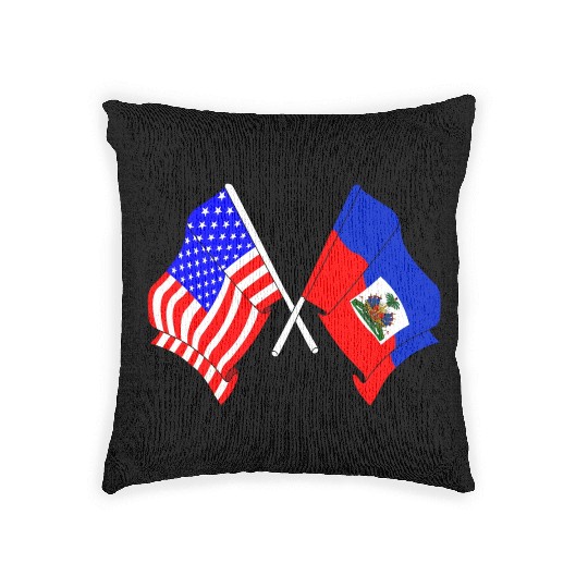 USA flag USA, Haiti flag Woven Pillows