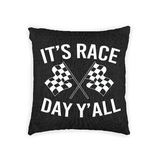 Drag Racing Racetrack Checkered Flag Race Day Woven Pillows