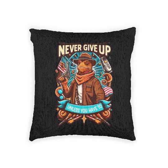 Never give up Woven Pillows