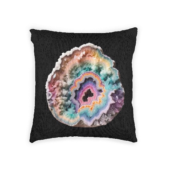 Fantasy Pastel Rainbow Geo Stone Crystal Woven Pillows
