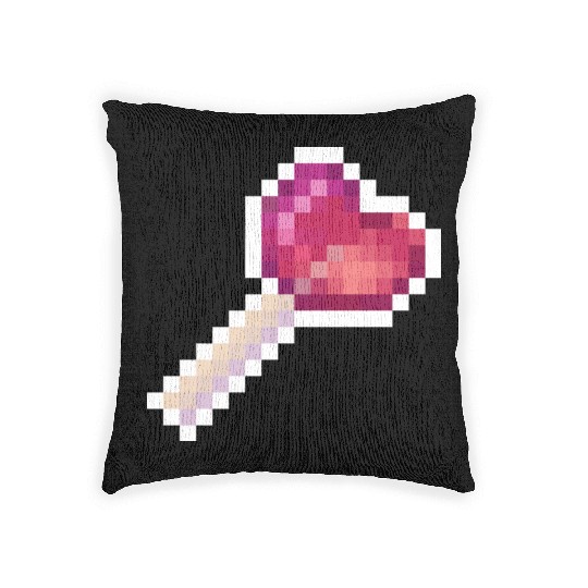 Pixel Art Sprite Cute Heart Lollipop Woven Pillows