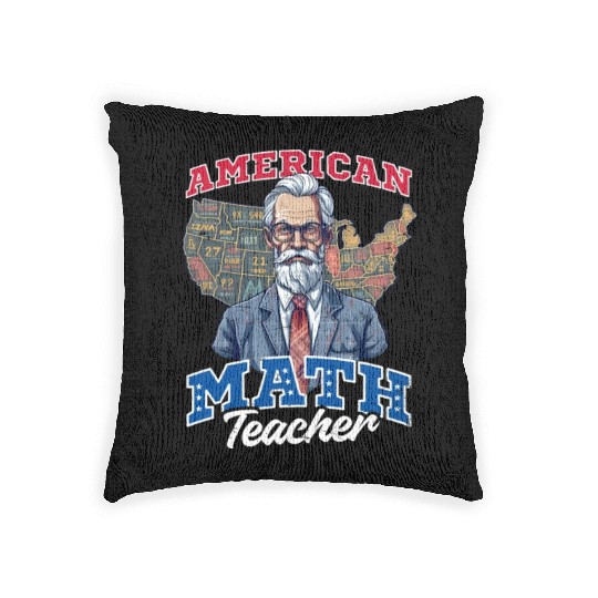 4th Of July Math Teacher American Math Teacher Woven Pillows