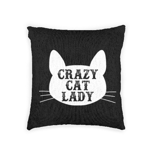 Crazy Cat Lady Woven Pillows - Funny Cats Lovers Kitten