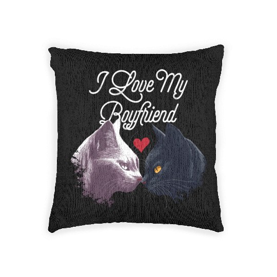 I Love My Boyfriend Funny Valentines Day Humor Woven Pillows