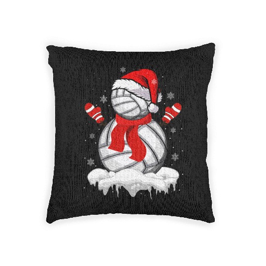 Volleyball Snowman Christmas Fun Woven Pillows