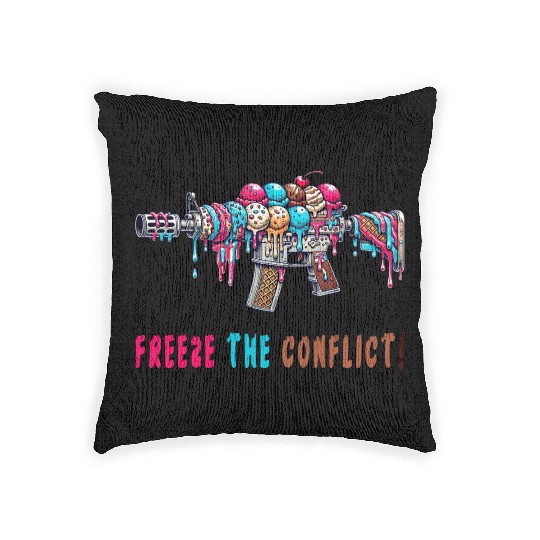 Conflict freeze ice cream Woven Pillows