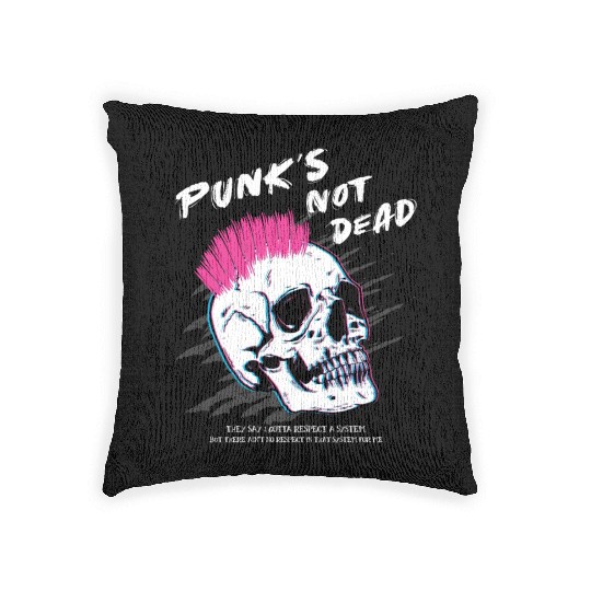 Punks Not Dead - Skull Punk Rock Music - Old Woven Pillows