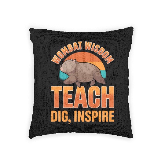 Wombat Wisdom: Teach, Dig, Inspire Wombat Teacher Woven Pillows