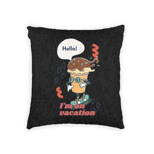 Funny joyful Cool Vacation Ice Cream Cone Woven Pillows