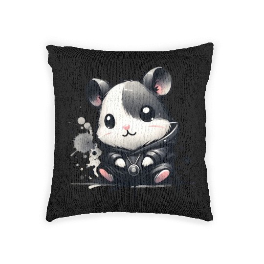 Charcoal Hip Hop Hamster Woven Pillows