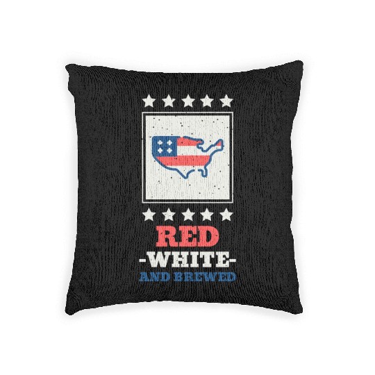 Red White And Brewed 4th of July Woven Pillows