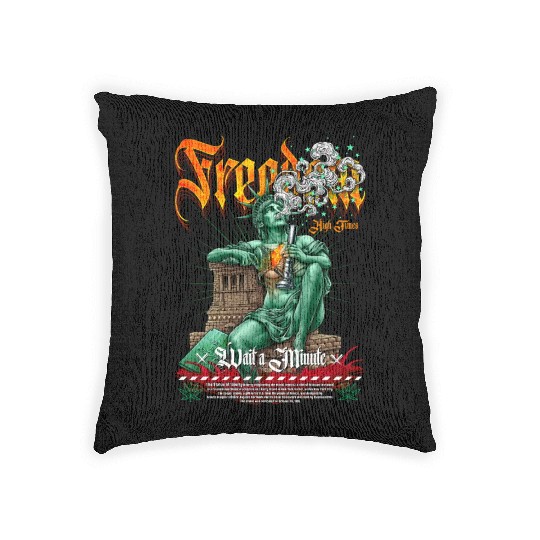 statue of liberty smoking #2 Woven Pillows