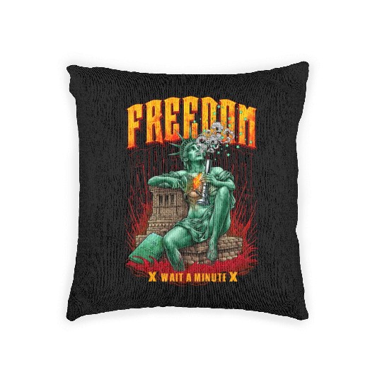 statue of liberty smoking #1 Woven Pillows