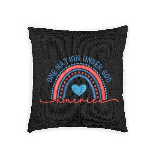 One Nation Under God Rainbow Embroidery Effect Woven Pillows