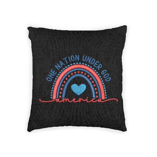 One Nation Under God Rainbow Embroidery Effect Woven Pillows