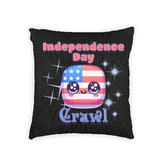 Independence Day Crawl kawaii icon Design Woven Pillows