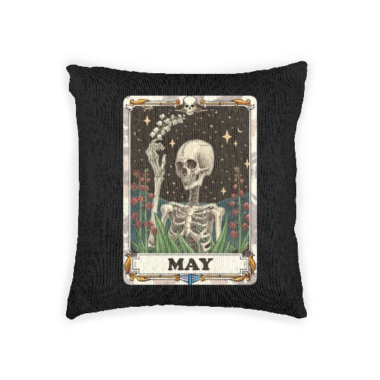 May Gothic Tarot Card - Lily of the Valley & Skele Woven Pillows