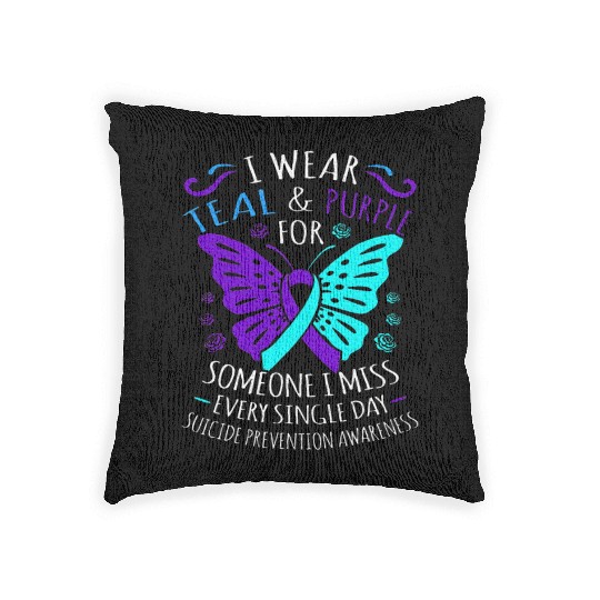 I Wear Teal And Purple For Someone Woven Pillows