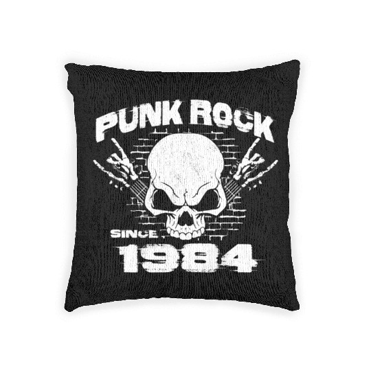 Punk Rock Since 1984 - Skull Rock Hands 40th Woven Pillows