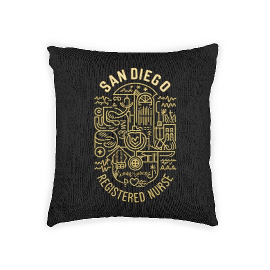 San Diego Registered Nurse Graphic Design Woven Pillows
