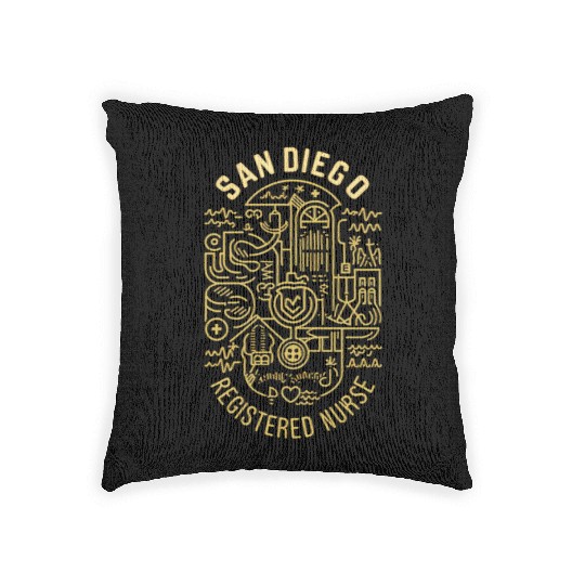 San Diego Registered Nurse Graphic Design Woven Pillows