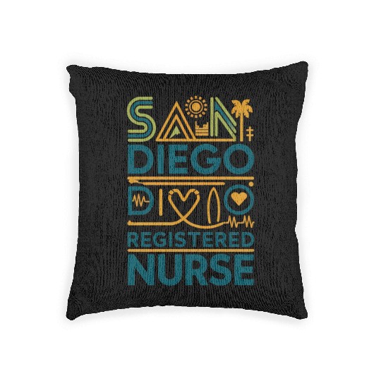 San Diego Registered Nurse Graphic Design Woven Pillows