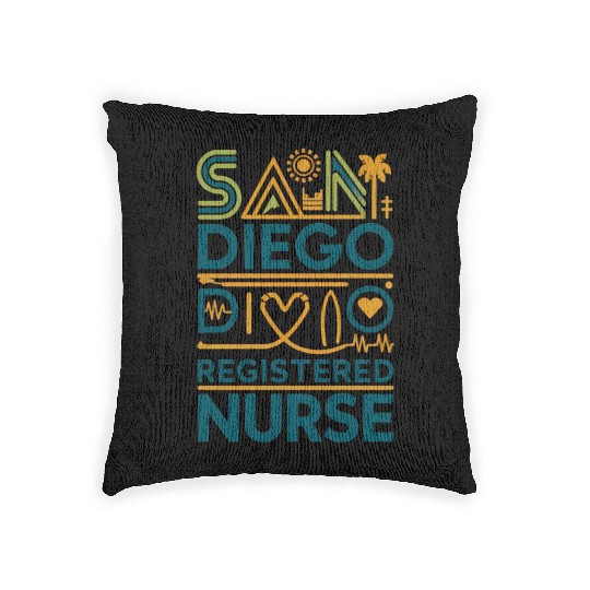 San Diego Registered Nurse Graphic Design Woven Pillows